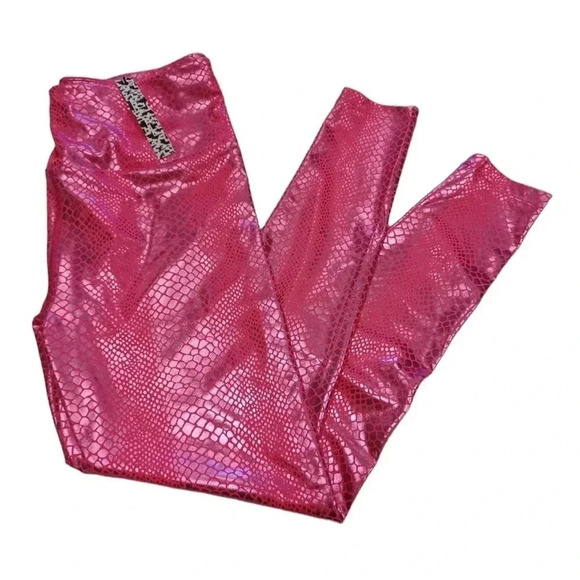 💥HOST PICK💥 ASOS  4505 Glossy Pink Snake Print Leggings Size 8 - Picture 5 of 9